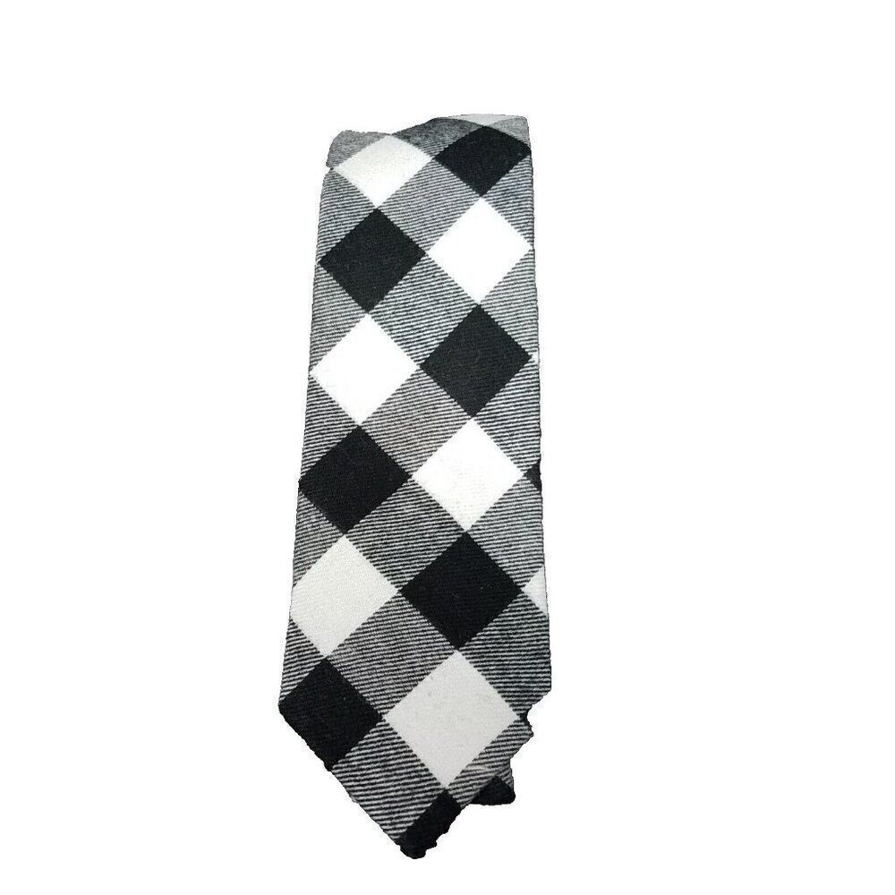 1901 NORDSTROM Black White Mens Plaid Tie Slim 2.5" Summer Necktie Check Plaid